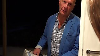 Home alone teeny lets in old stranger and fucks him